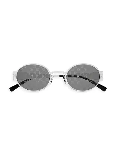 Gucci Men's Guccissima Metal 51MM Oval Sunglasses - Silver | Thumbnail 2 Gucci Men's Guccissima Metal 51MM Oval Sunglasses - Silver | Thumbnail 2