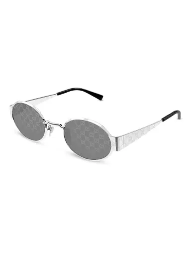 Gucci Men's Guccissima Metal 51MM Oval Sunglasses - Silver | Thumbnail 1 Gucci Men's Guccissima Metal 51MM Oval Sunglasses - Silver | Thumbnail 1