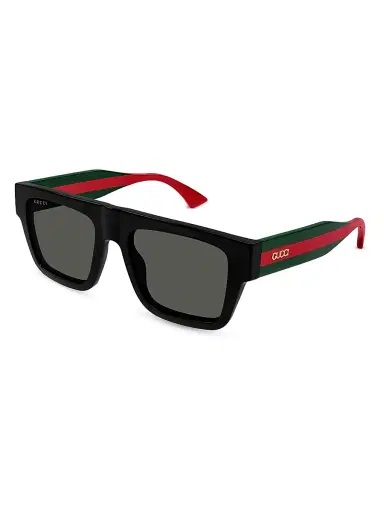 Gucci Men's 53MM Squared Sunglasses - Red Green Black | Thumbnail 1 Gucci Men's 53MM Squared Sunglasses - Red Green Black | Thumbnail 1