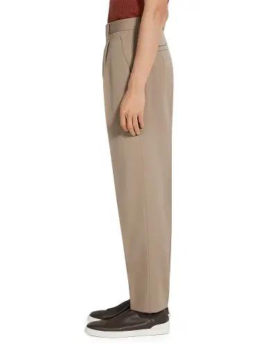 Zegna Men's Single-Pleated Cotton and Wool Pants - Light Taupe - Size 46 | Thumbnail 3 Zegna Men's Single-Pleated Cotton and Wool Pants - Light Taupe - Size 46 | Thumbnail 3
