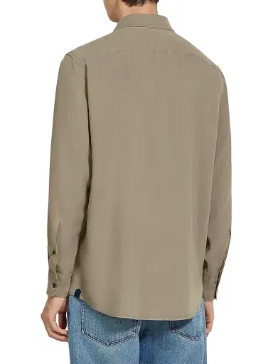 ZEGNA Men's Pure Silk Shirt - Light Taupe | Thumbnail 3 ZEGNA Men's Pure Silk Shirt - Light Taupe | Thumbnail 3