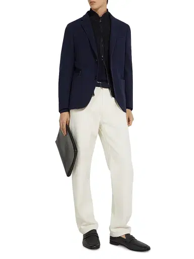ZEGNA Men's High Performance Jersey Wool and Cotton Jacket - Navy Blue | Thumbnail 5 ZEGNA Men's High Performance Jersey Wool and Cotton Jacket - Navy Blue | Thumbnail 5