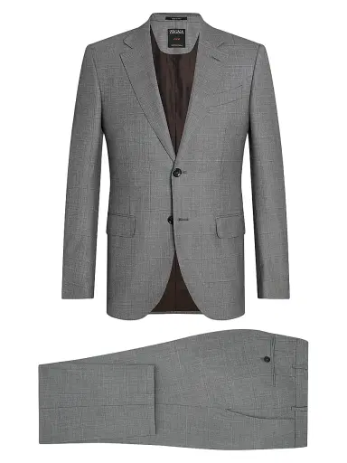 Zegna Men's Over-Checked Two-Piece Wool Suit - Grey - Size 30 | Thumbnail 2 Zegna Men's Over-Checked Two-Piece Wool Suit - Grey - Size 30 | Thumbnail 2