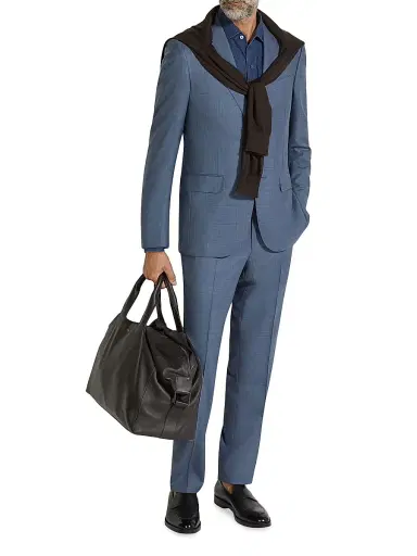 Zegna Men's Over-Checked Two-Piece Wool Suit - Grey - Size 30 | Thumbnail 6 Zegna Men's Over-Checked Two-Piece Wool Suit - Grey - Size 30 | Thumbnail 6