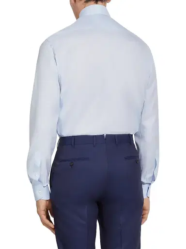 Zegna Men's Micro Checked 300 Cotton Shirt - Light Blue White - Size 17.5 | Thumbnail 3 Zegna Men's Micro Checked 300 Cotton Shirt - Light Blue White - Size 17.5 | Thumbnail 3