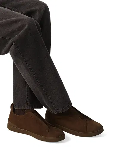 ZEGNA Men's Triple Stitch Secondskin Nubuck Sneakers - Olive Green | Thumbnail 17 ZEGNA Men's Triple Stitch Secondskin Nubuck Sneakers - Olive Green | Thumbnail 17