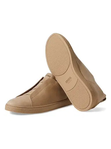 ZEGNA Men's Triple Stitch Secondskin Nubuck Sneakers - Olive Green | Thumbnail 9 ZEGNA Men's Triple Stitch Secondskin Nubuck Sneakers - Olive Green | Thumbnail 9