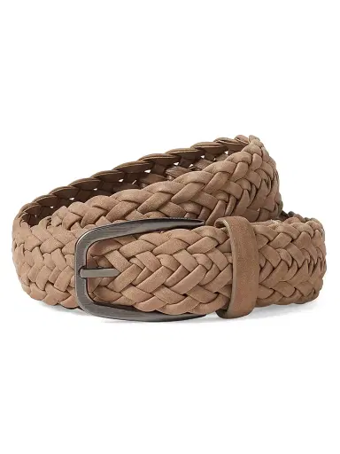 Zegna Men's Braided Leather Belt - Beige - Size 42 | Thumbnail 1 Zegna Men's Braided Leather Belt - Beige - Size 42 | Thumbnail 1