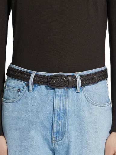 Zegna Men's Leather Braided Belt | Thumbnail 3 Zegna Men's Leather Braided Belt | Thumbnail 3