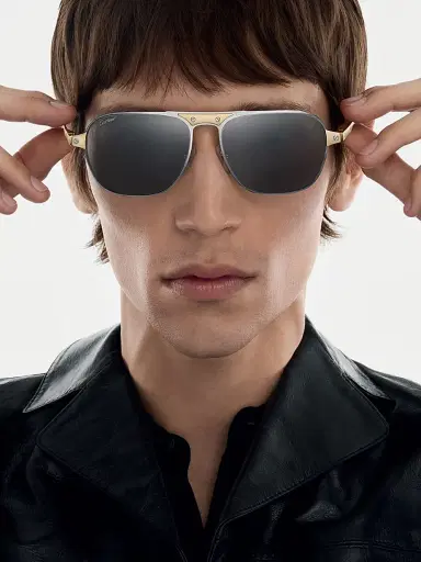 Cartier Men's Santos Evolution 58MM Navigator Sunglasses - Gold Silver | Thumbnail 5 Cartier Men's Santos Evolution 58MM Navigator Sunglasses - Gold Silver | Thumbnail 5