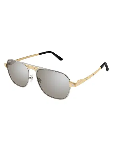 Cartier Men's Santos Evolution 58MM Navigator Sunglasses - Gold Silver | Thumbnail 1 Cartier Men's Santos Evolution 58MM Navigator Sunglasses - Gold Silver | Thumbnail 1