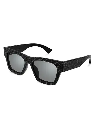 Gucci Women's Miami Crystal-Embellished Guccissima 52MM Squared Sunglasses | Thumbnail 1 Gucci Women's Miami Crystal-Embellished Guccissima 52MM Squared Sunglasses | Thumbnail 1