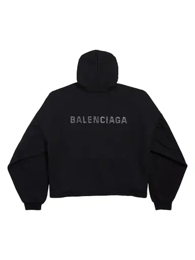 Balenciaga Women's Back Cropped Hoodie - Black - Size XL | Thumbnail 2 Balenciaga Women's Back Cropped Hoodie - Black - Size XL | Thumbnail 2