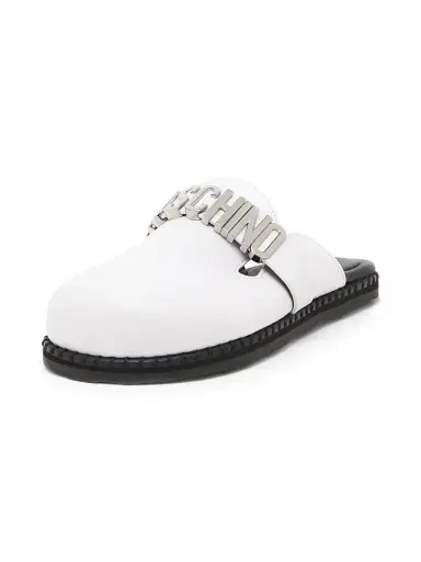 MOSCHINO Women's Sporty Logo-Accented Leather Mules - White - Size 11 | Thumbnail 2 MOSCHINO Women's Sporty Logo-Accented Leather Mules - White - Size 11 | Thumbnail 2