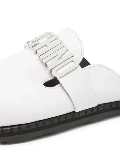MOSCHINO Women's Sporty Logo-Accented Leather Mules - White - Size 11 | Thumbnail 5 MOSCHINO Women's Sporty Logo-Accented Leather Mules - White - Size 11 | Thumbnail 5
