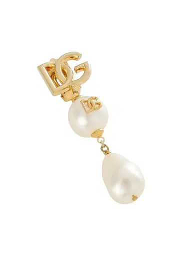 Dolce & Gabbana Women's Goldtone & Imitation Pearl Monogram Clip-On Drop Earrings - White | Thumbnail 3 Dolce & Gabbana Women's Goldtone & Imitation Pearl Monogram Clip-On Drop Earrings - White | Thumbnail 3