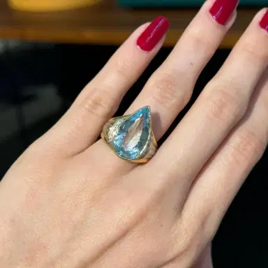 Wish Fine Jewelry 8.62ct Diamond Aquamarine 18K Pear Ring | Thumbnail 4 Wish Fine Jewelry 8.62ct Diamond Aquamarine 18K Pear Ring | Thumbnail 4
