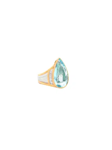 Wish Fine Jewelry 8.62ct Diamond Aquamarine 18K Pear Ring | Thumbnail 1 Wish Fine Jewelry 8.62ct Diamond Aquamarine 18K Pear Ring | Thumbnail 1