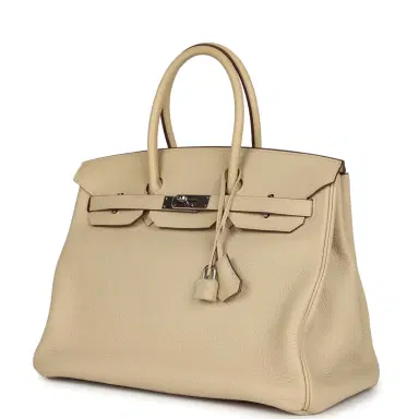 HERMÈS Pre-owned Hermes Birkin 35 Parchemin Togo Palladium Hardware | Thumbnail 5 HERMÈS Pre-owned Hermes Birkin 35 Parchemin Togo Palladium Hardware | Thumbnail 5