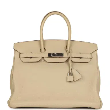 HERMÈS Pre-owned Hermes Birkin 35 Parchemin Togo Palladium Hardware | Thumbnail 1 HERMÈS Pre-owned Hermes Birkin 35 Parchemin Togo Palladium Hardware | Thumbnail 1