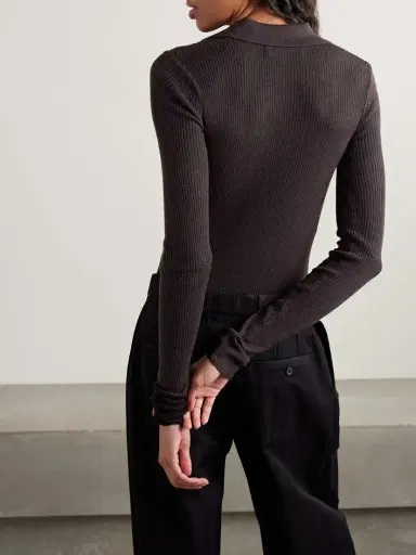 The Frankie Shop olana Ribbed Wool, ilk And Cashmere-blend Bodysuit | Thumbnail 3 The Frankie Shop olana Ribbed Wool, ilk And Cashmere-blend Bodysuit | Thumbnail 3