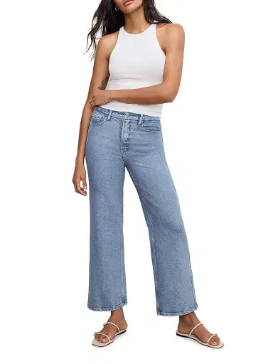 Good American Women's Soft Tech Good Skate Wide Crop Jeans - Indigo | Thumbnail 1 Good American Women's Soft Tech Good Skate Wide Crop Jeans - Indigo | Thumbnail 1