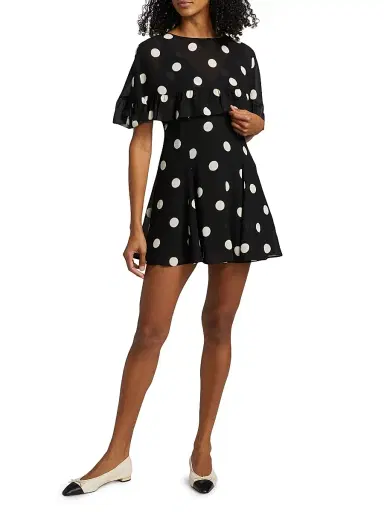 Reformation Women's Zelena Two-Piece A-Line Minidress & Shawl - Moon Dot - Size 6 | Thumbnail 2 Reformation Women's Zelena Two-Piece A-Line Minidress & Shawl - Moon Dot - Size 6 | Thumbnail 2