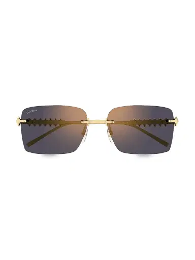 Cartier Women's Clash De 58MM Rectangular Sunglasses - Gold Dark Grey | Thumbnail 2 Cartier Women's Clash De 58MM Rectangular Sunglasses - Gold Dark Grey | Thumbnail 2