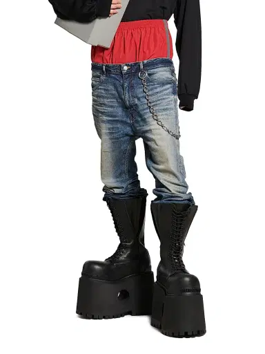 Balenciaga Men's Layered Jeans - Black | Thumbnail 3 Balenciaga Men's Layered Jeans - Black | Thumbnail 3