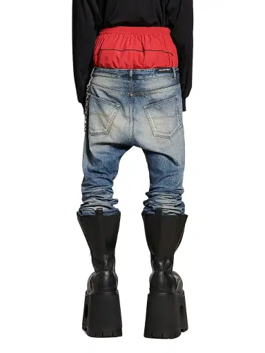 Balenciaga Men's Layered Jeans - Black | Thumbnail 4 Balenciaga Men's Layered Jeans - Black | Thumbnail 4