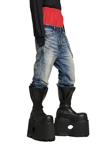 Balenciaga Men's Layered Jeans - Black | Thumbnail 6 Balenciaga Men's Layered Jeans - Black | Thumbnail 6