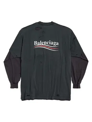 Balenciaga Men's Political Campaign Long Sleeve Layered T-Shirt - Black | Thumbnail 2 Balenciaga Men's Political Campaign Long Sleeve Layered T-Shirt - Black | Thumbnail 2