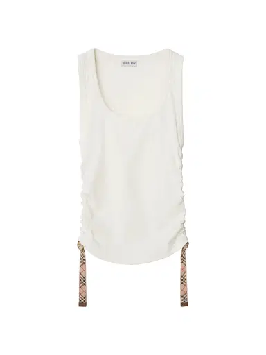 Burberry Women's Ruched Cotton Tank Top - Chalk - Size XXS | Thumbnail 1 Burberry Women's Ruched Cotton Tank Top - Chalk - Size XXS | Thumbnail 1