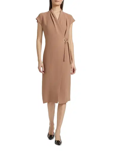 Giorgio Armani Women's Silk High Neck Wrap Dress - Tawny Brown - Size 4 | Thumbnail 2 Giorgio Armani Women's Silk High Neck Wrap Dress - Tawny Brown - Size 4 | Thumbnail 2