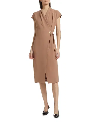 Giorgio Armani Women's Silk High Neck Wrap Dress - Tawny Brown - Size 4 | Thumbnail 3 Giorgio Armani Women's Silk High Neck Wrap Dress - Tawny Brown - Size 4 | Thumbnail 3