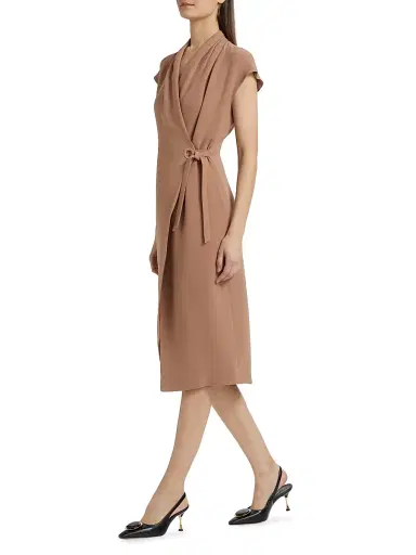 Giorgio Armani Women's Silk High Neck Wrap Dress - Tawny Brown - Size 4 | Thumbnail 4 Giorgio Armani Women's Silk High Neck Wrap Dress - Tawny Brown - Size 4 | Thumbnail 4