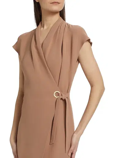 Giorgio Armani Women's Silk High Neck Wrap Dress - Tawny Brown - Size 4 | Thumbnail 6 Giorgio Armani Women's Silk High Neck Wrap Dress - Tawny Brown - Size 4 | Thumbnail 6
