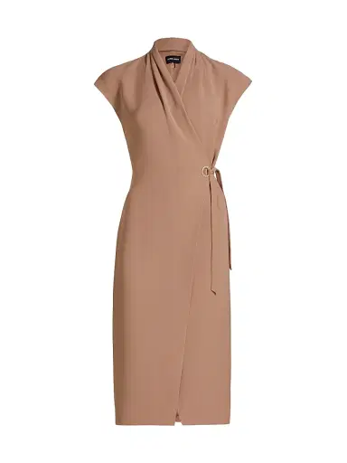 Giorgio Armani Women's Silk High Neck Wrap Dress - Tawny Brown - Size 4 | Thumbnail 1 Giorgio Armani Women's Silk High Neck Wrap Dress - Tawny Brown - Size 4 | Thumbnail 1