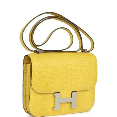HERMÈS Hermes Constance 1-18 Mimosa Matte Alligator Mississippiensis Palladium Hardware | Thumbnail 2 HERMÈS Hermes Constance 1-18 Mimosa Matte Alligator Mississippiensis Palladium Hardware | Thumbnail 2