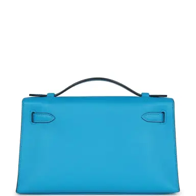 HERMÈS Hermes Kelly Pochette Bleu Frida Swift Gold Hardware | Thumbnail 5 HERMÈS Hermes Kelly Pochette Bleu Frida Swift Gold Hardware | Thumbnail 5
