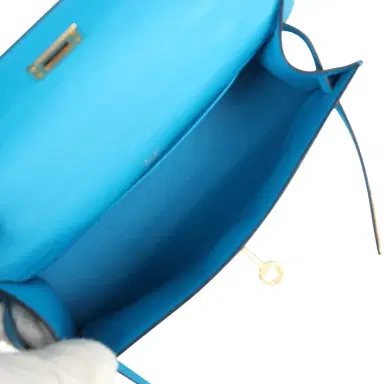 HERMÈS Hermes Kelly Pochette Bleu Frida Swift Gold Hardware | Thumbnail 8 HERMÈS Hermes Kelly Pochette Bleu Frida Swift Gold Hardware | Thumbnail 8