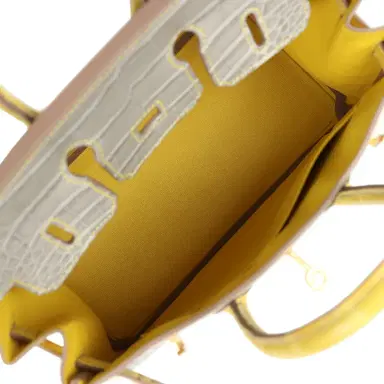 HERMÈS Hermes Special Order (HSS) Birkin 25 Gris Perle and Mimosa Matte Alligator Brushed Gold Hardware | Thumbnail 8 HERMÈS Hermes Special Order (HSS) Birkin 25 Gris Perle and Mimosa Matte Alligator Brushed Gold Hardware | Thumbnail 8