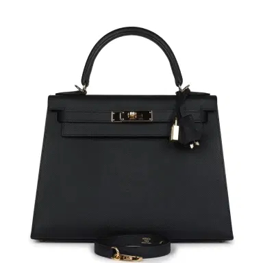 HERMÈS Pre-owned Hermes Kelly Sellier 28 Black Epsom Permabrass Hardware | Thumbnail 1 HERMÈS Pre-owned Hermes Kelly Sellier 28 Black Epsom Permabrass Hardware | Thumbnail 1