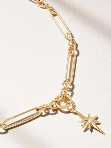 Lucy Delius Fluted Star Trombone Link 14-karat Recycled Gold Diamond Necklace | Thumbnail 4 Lucy Delius Fluted Star Trombone Link 14-karat Recycled Gold Diamond Necklace | Thumbnail 4