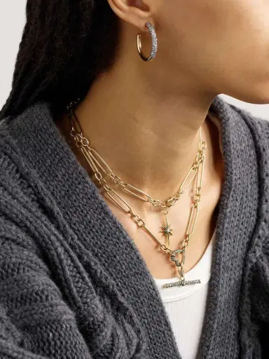 Lucy Delius Fluted Star Trombone Link 14-karat Recycled Gold Diamond Necklace | Thumbnail 5 Lucy Delius Fluted Star Trombone Link 14-karat Recycled Gold Diamond Necklace | Thumbnail 5