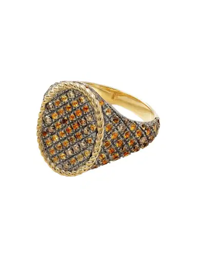 Yvonne Léon Chevalière Ovale 9-karat Gold, Diamond And Citrine Signet Ring | Thumbnail 1 Yvonne Léon Chevalière Ovale 9-karat Gold, Diamond And Citrine Signet Ring | Thumbnail 1
