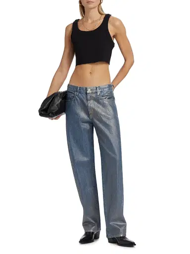 SLVRLAKE Women's Devon Mid-Rise Coated Jeans - Silver Lining | Thumbnail 2 SLVRLAKE Women's Devon Mid-Rise Coated Jeans - Silver Lining | Thumbnail 2