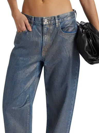 SLVRLAKE Women's Devon Mid-Rise Coated Jeans - Silver Lining | Thumbnail 6 SLVRLAKE Women's Devon Mid-Rise Coated Jeans - Silver Lining | Thumbnail 6