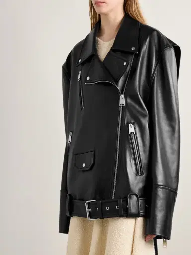 Khaite Hansel Oversized Belted Leather Biker Jacket | Thumbnail 3 Khaite Hansel Oversized Belted Leather Biker Jacket | Thumbnail 3