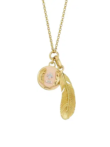 Foundrae Women's Vivacity 18K Yellow Gold, 0.07 TCW Diamond & Enamel Pendant Necklace - Yellow Gold | Thumbnail 1 Foundrae Women's Vivacity 18K Yellow Gold, 0.07 TCW Diamond & Enamel Pendant Necklace - Yellow Gold | Thumbnail 1